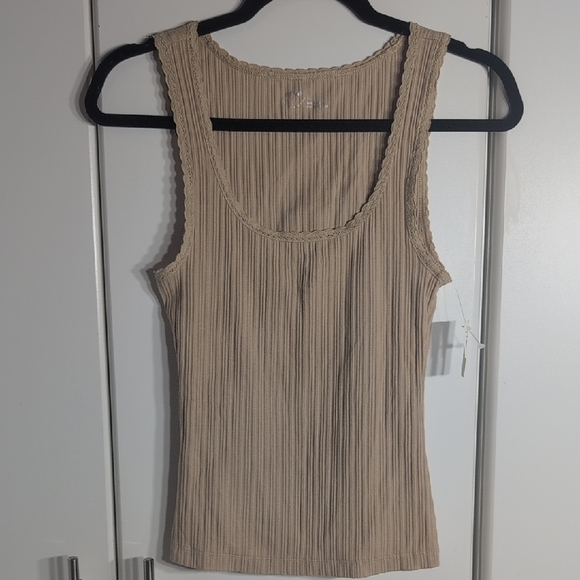 aerie Tops - Aerie Tan Ribbed Tank Top